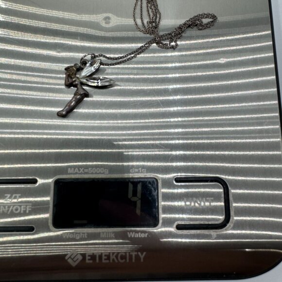 Vtg  Tinkerbell Fairy Pendant Necklace With Crystal Wings 925 Sterling Silver - Picture 7 of 7